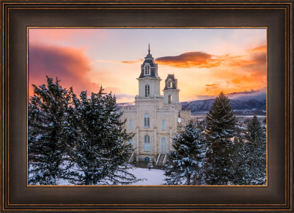 Manti Temple - Snow Covered Valley by Lance Bertola