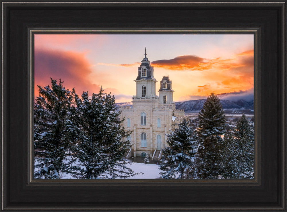 Manti Temple - Snow Covered Valley by Lance Bertola