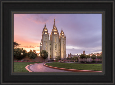 Salt Lake City Temple - Sunset Lit Pathway by Lance Bertola