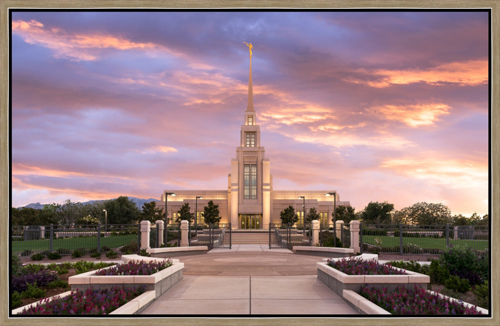 Gila Valley Arizona Temple - Vibrant Sunset by Lance Bertola