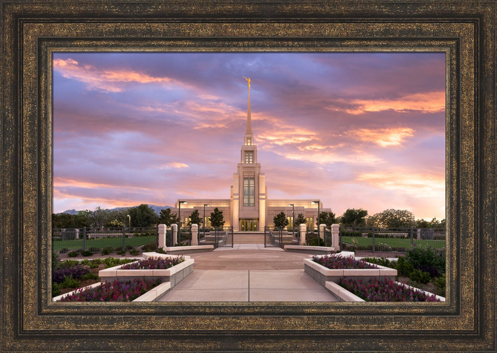 Gila Valley Arizona Temple - Vibrant Sunset by Lance Bertola