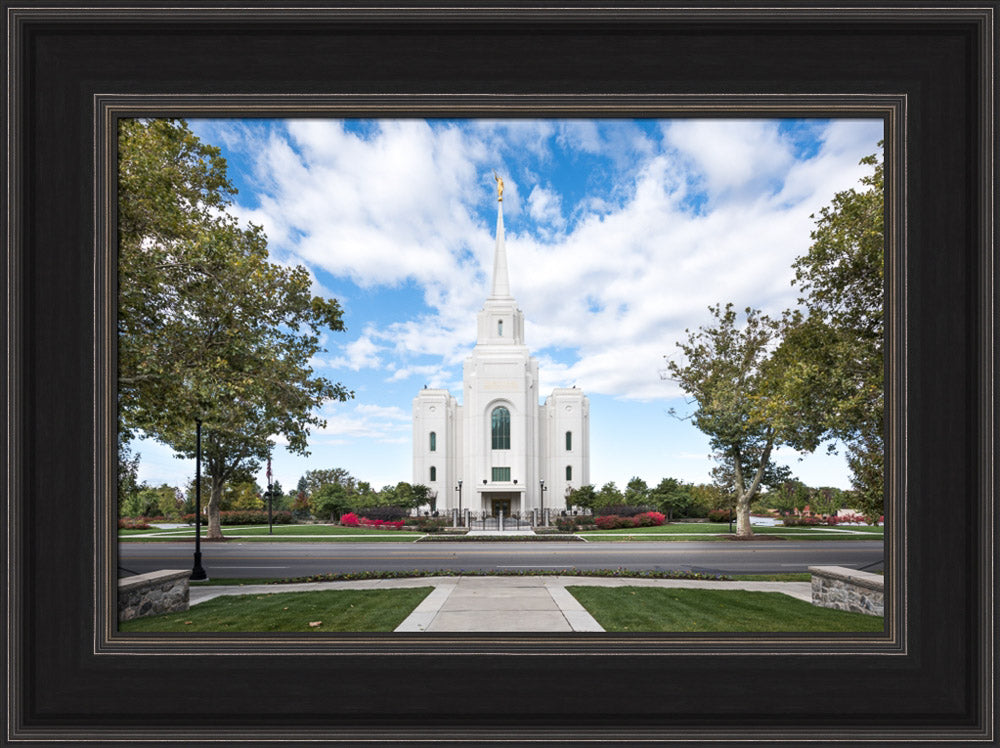 Brigham City Utah Temple - Clouds Blue Sky in the Morning by Lance Bertola