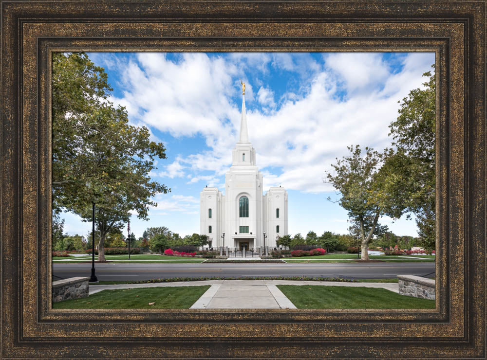 Brigham City Utah Temple - Clouds Blue Sky in the Morning by Lance Bertola