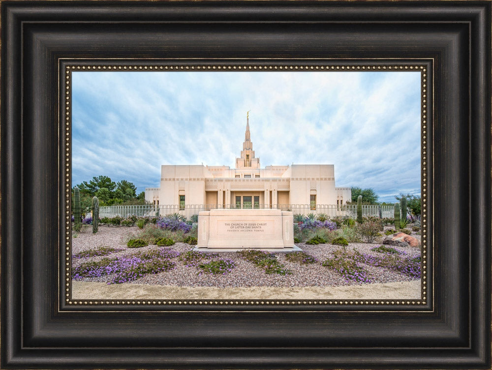 Phoenix Arizona Temple - Purple Flower Pathway by Lance Bertola