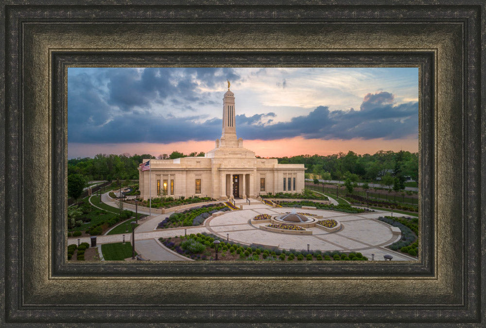 Indianapolis Temple - Sunset Panorama by Lance Bertola