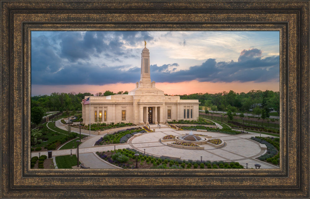 Indianapolis Temple - Sunset Panorama by Lance Bertola