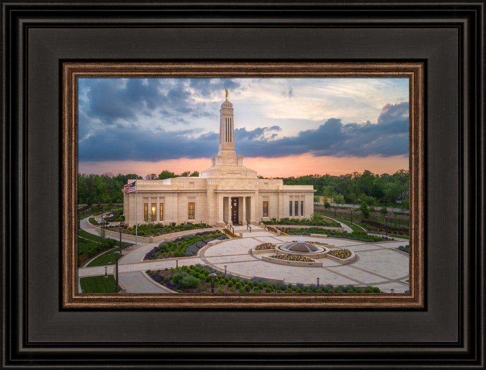 Indianapolis Temple - Sunset Panorama by Lance Bertola