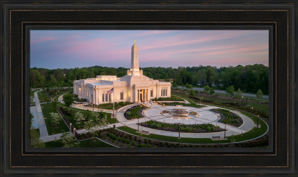 Indianapolis Temple - Sunrise Panorama by Lance Bertola