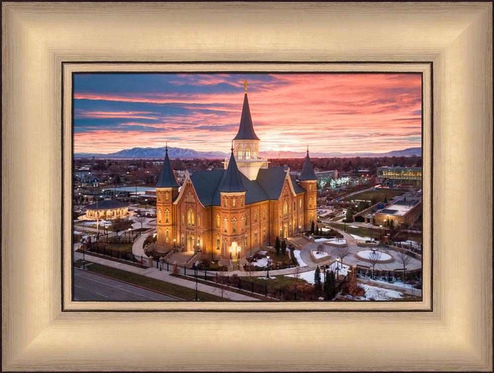 Provo City Center Temple -  Winter Valley Sunset by Lance Bertola