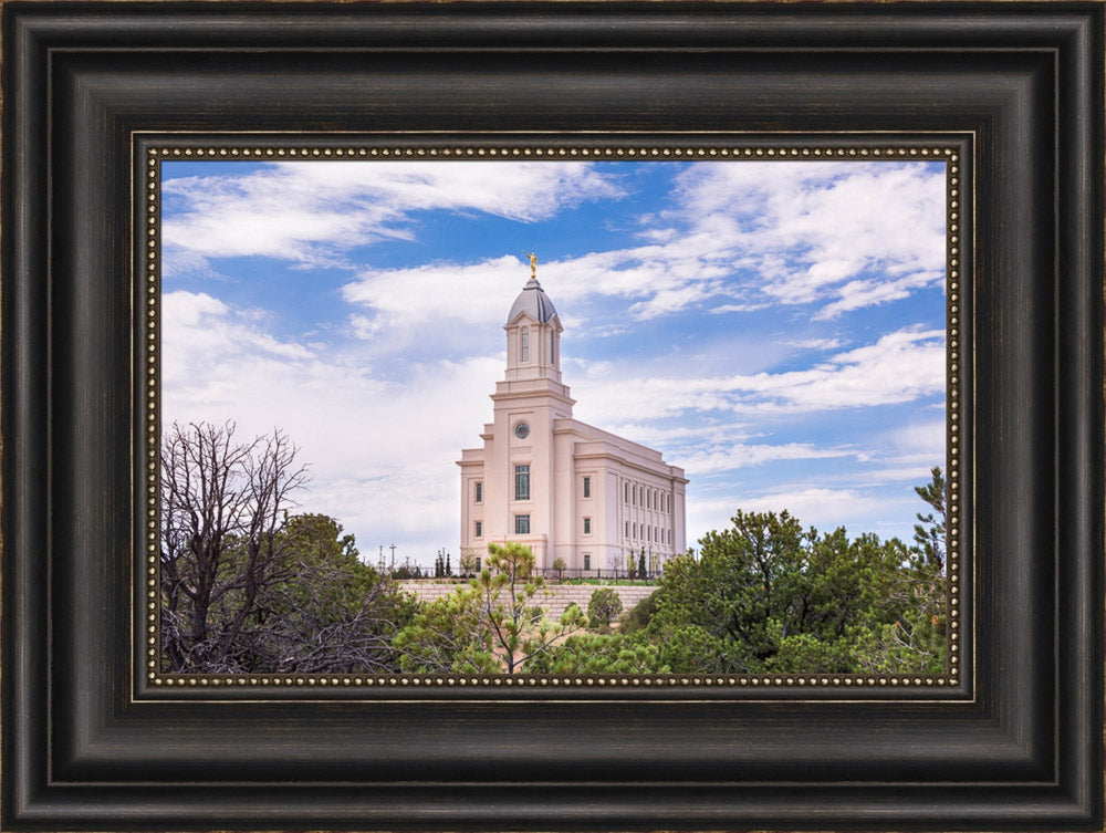 Cedar City Utah Temple - Cloudy Blue Sky Landscape by Lance Bertola