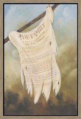 Title of liberty flag from the book of mormon with the Family Proclamation on it. Art 9