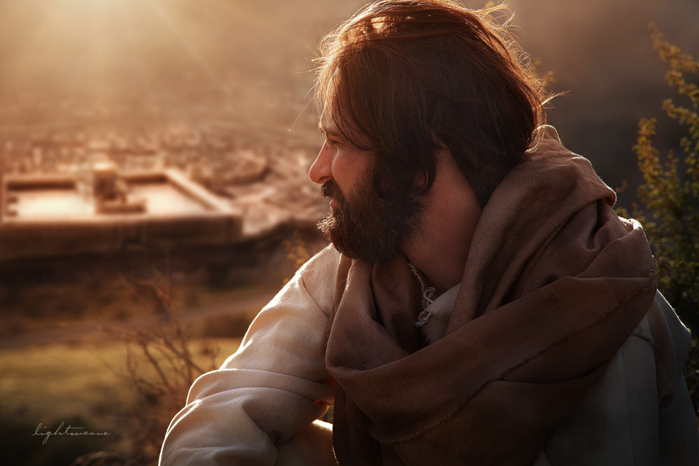 Jesus looking over the city of Jerusalem. 