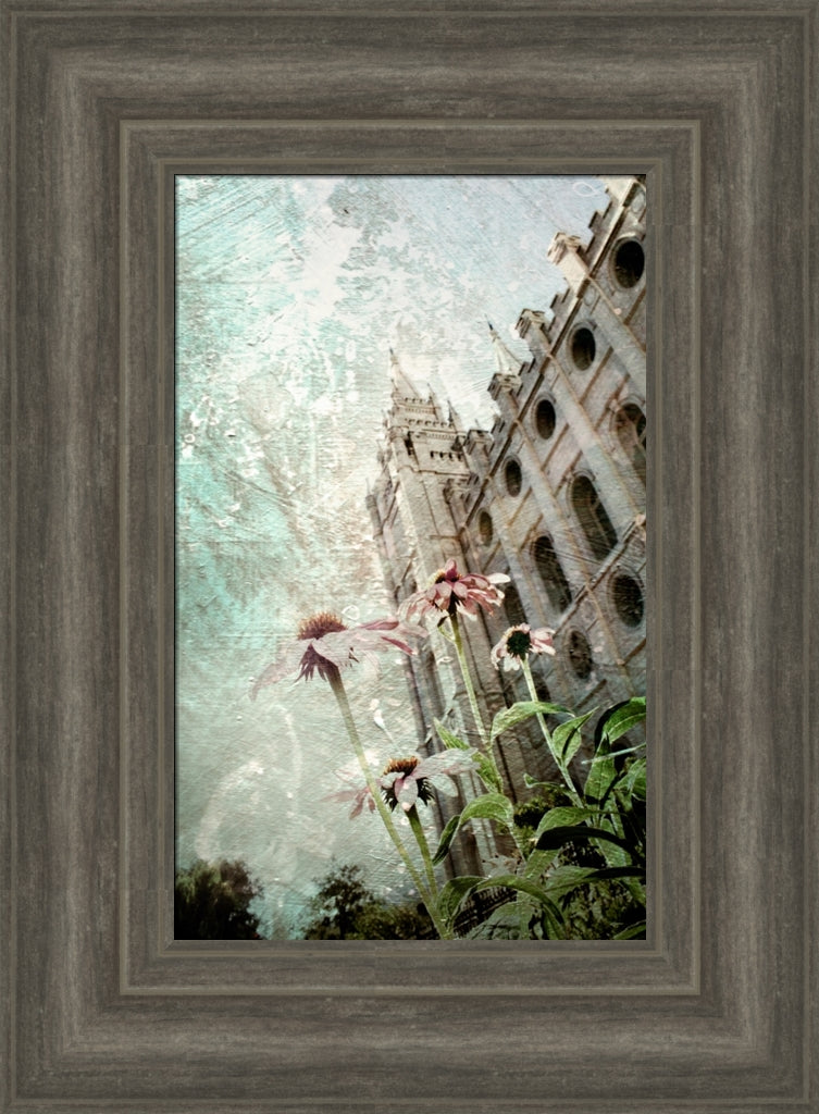 Salt Lake Temple - Hope 12x15 framed giclee canvas gray frame