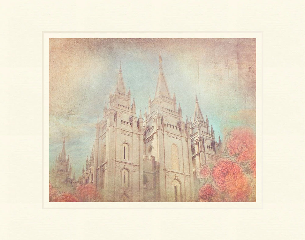Salt Lake Temple - Coral by Mandy Jane Williams