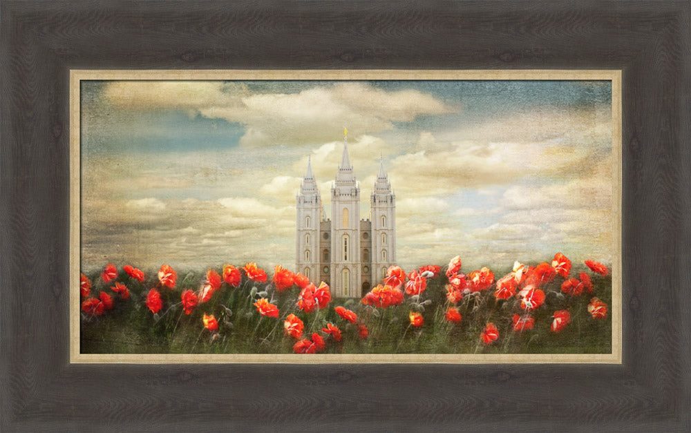 Salt Lake Temple - Joyful Day Panorama by Mandy Jane Williams