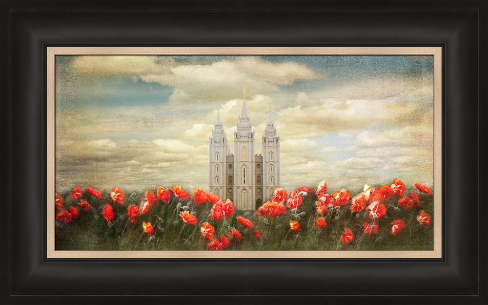 Salt Lake Temple - Joyful Day Panorama by Mandy Jane Williams
