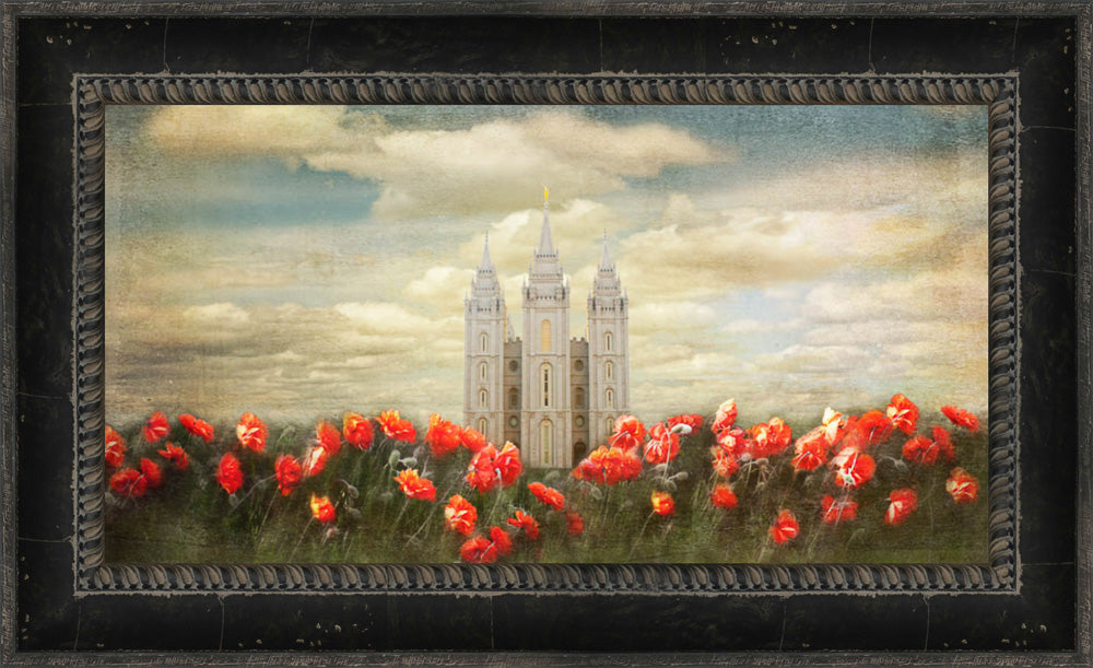 Salt Lake Temple - Joyful Day Panorama by Mandy Jane Williams