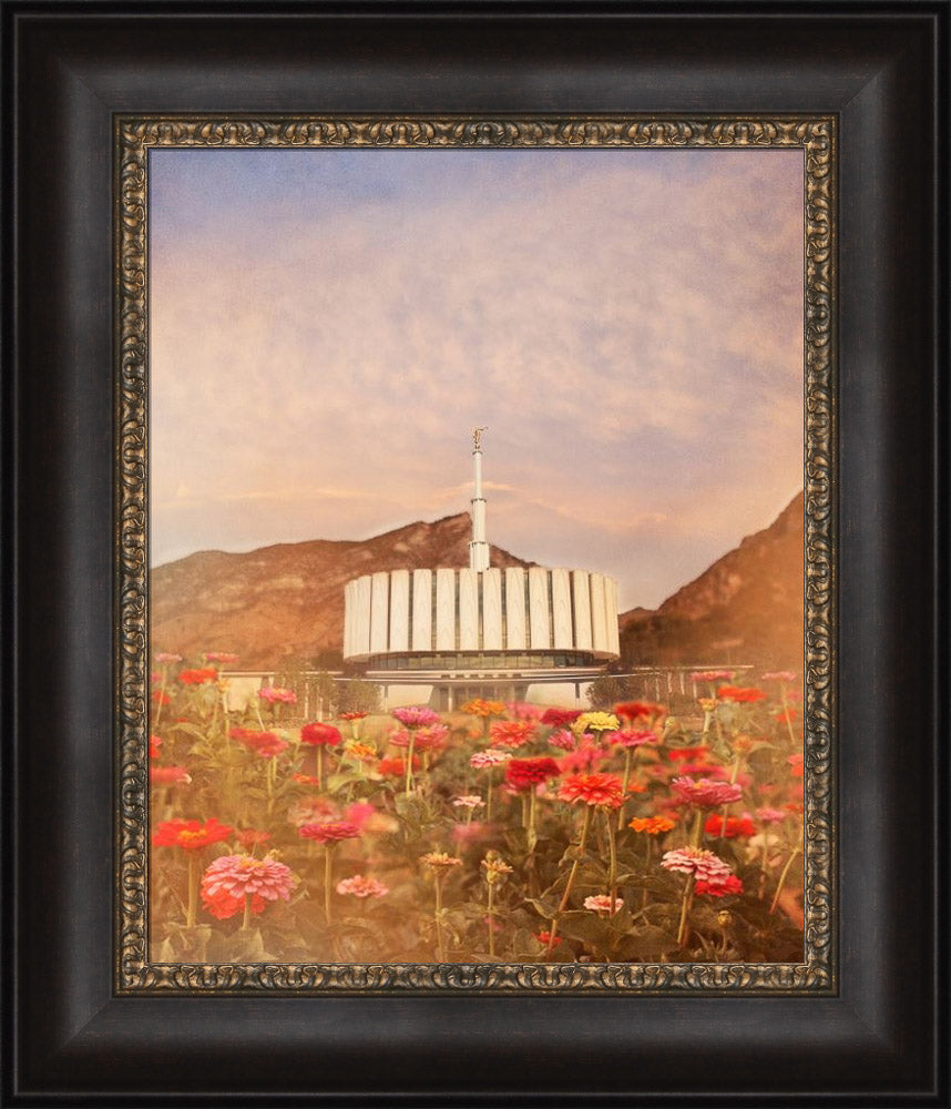 Provo Utah Temple - Flowers by Mandy Jane Williams