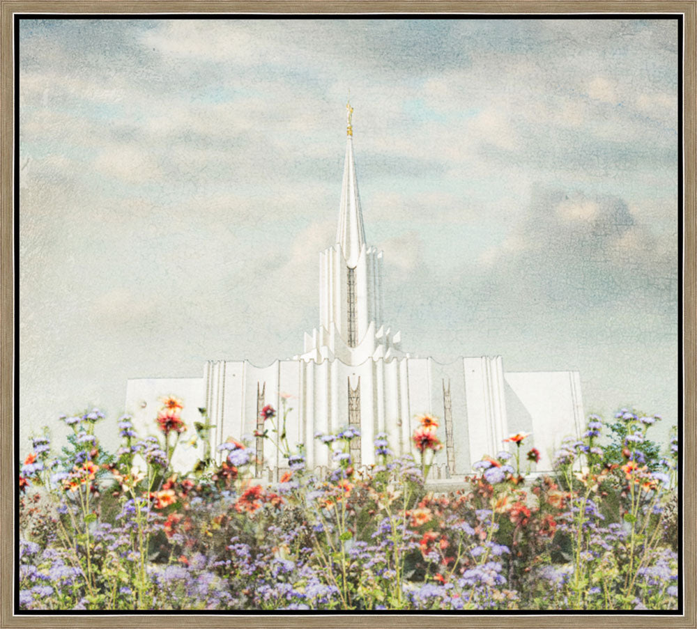 Jordan River Temple - Floral Pastel by Mandy Jane Williams