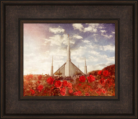 Boise Temple - Red Roses by Mandy Jane Williams