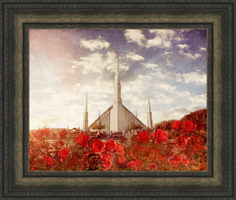 Boise Temple - Red Roses by Mandy Jane Williams