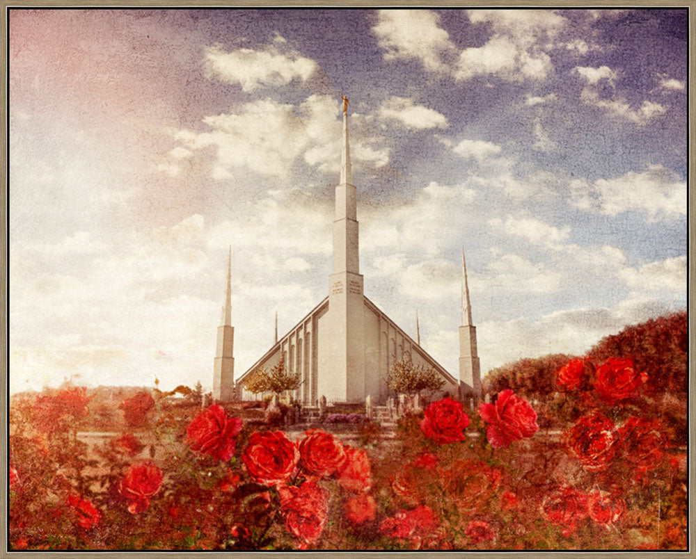 Boise Temple - Red Roses by Mandy Jane Williams