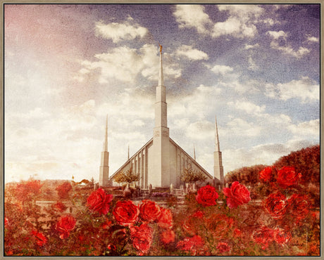 Boise Temple - Red Roses by Mandy Jane Williams