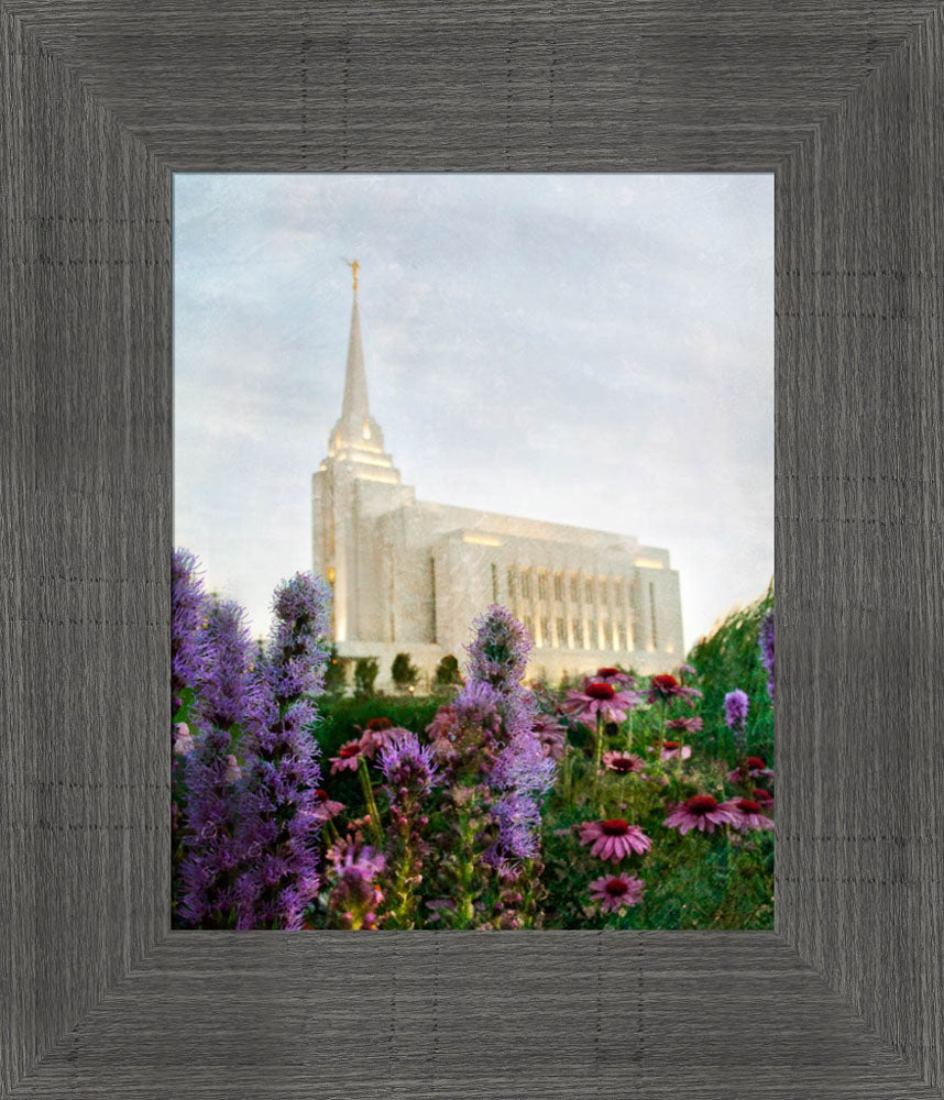 Rexburg Temple: Summer Flowers by Mandy Jane Williams