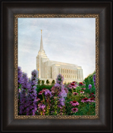 Rexburg Temple: Summer Flowers by Mandy Jane Williams