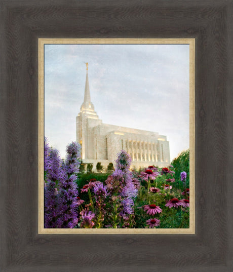 Rexburg Temple: Summer Flowers by Mandy Jane Williams