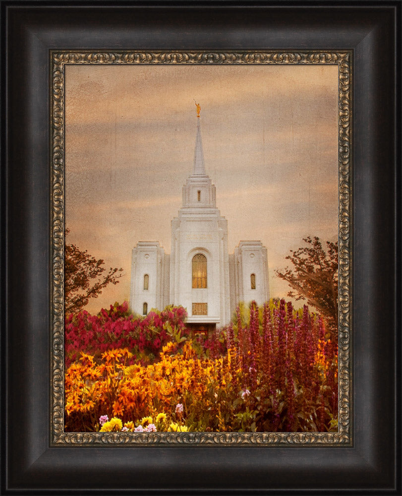 Brigham City Temple - Fall Flowers by Mandy Jane Williams