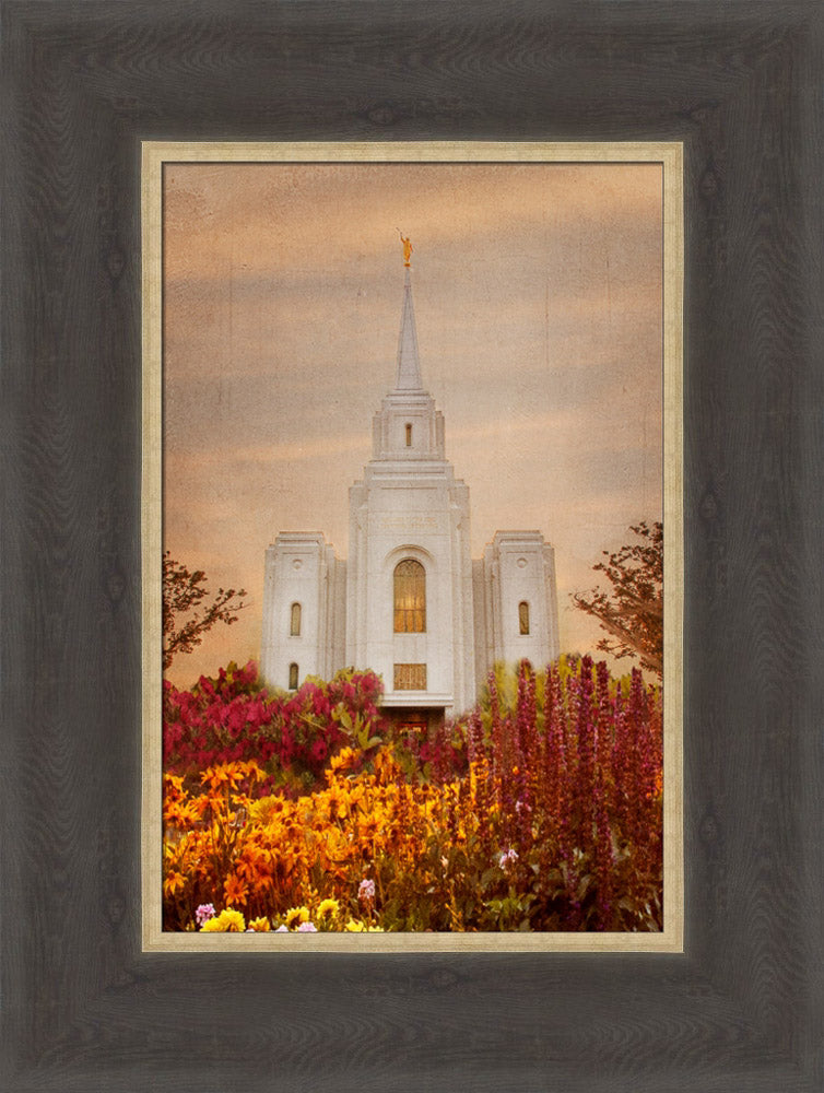 Brigham City Temple - Fall Flowers by Mandy Jane Williams