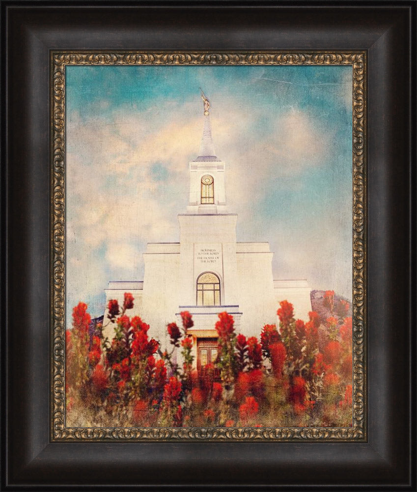 Star Valley Wyoming Temple with Indian Paintbrush by Mandy Jane Williams