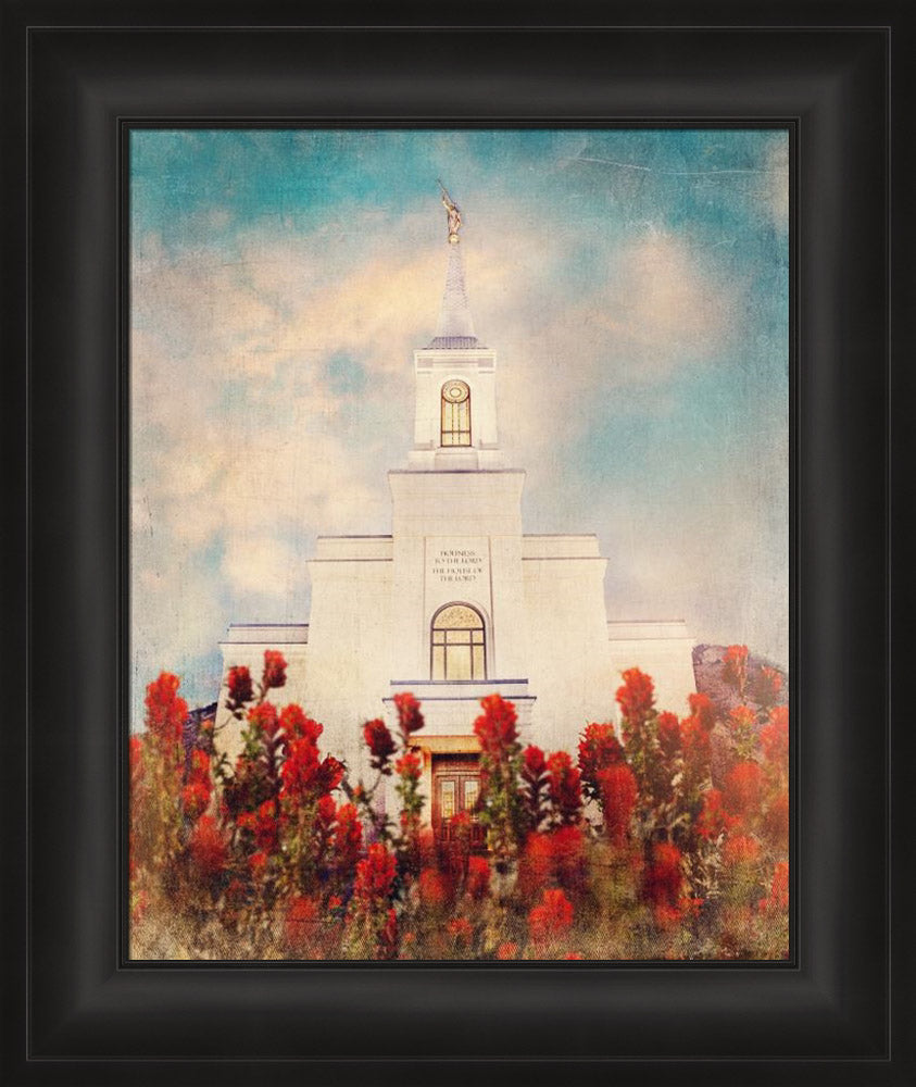 Star Valley Wyoming Temple with Indian Paintbrush by Mandy Jane Williams
