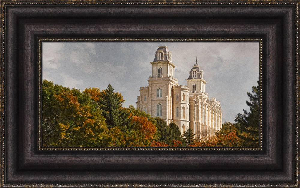 Manti Temple - Fall Trees by Robert A Boyd