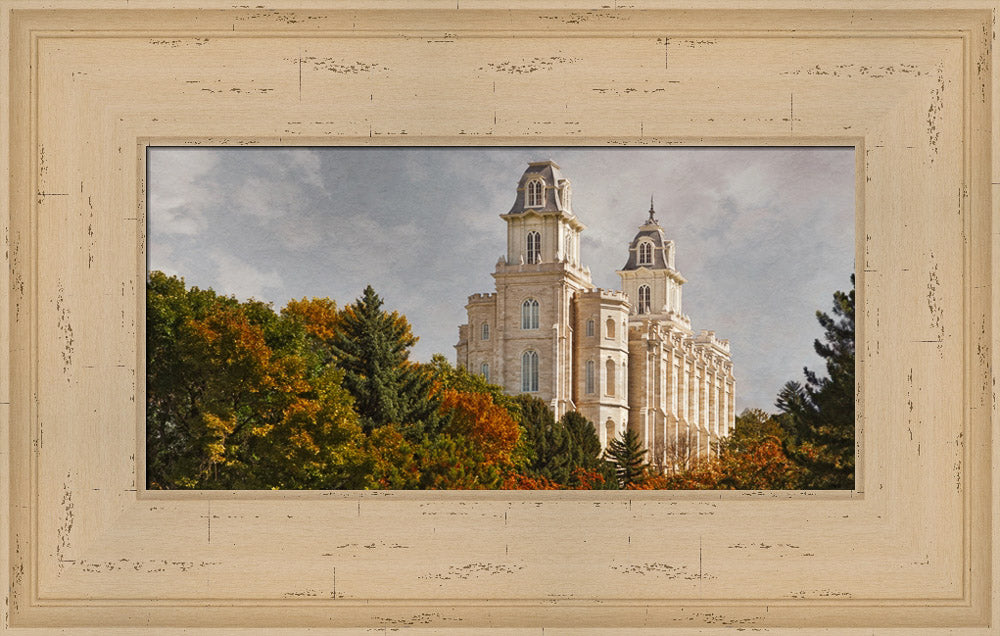 Manti Temple - Fall Trees by Robert A Boyd