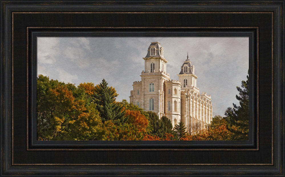 Manti Temple - Fall Trees by Robert A Boyd