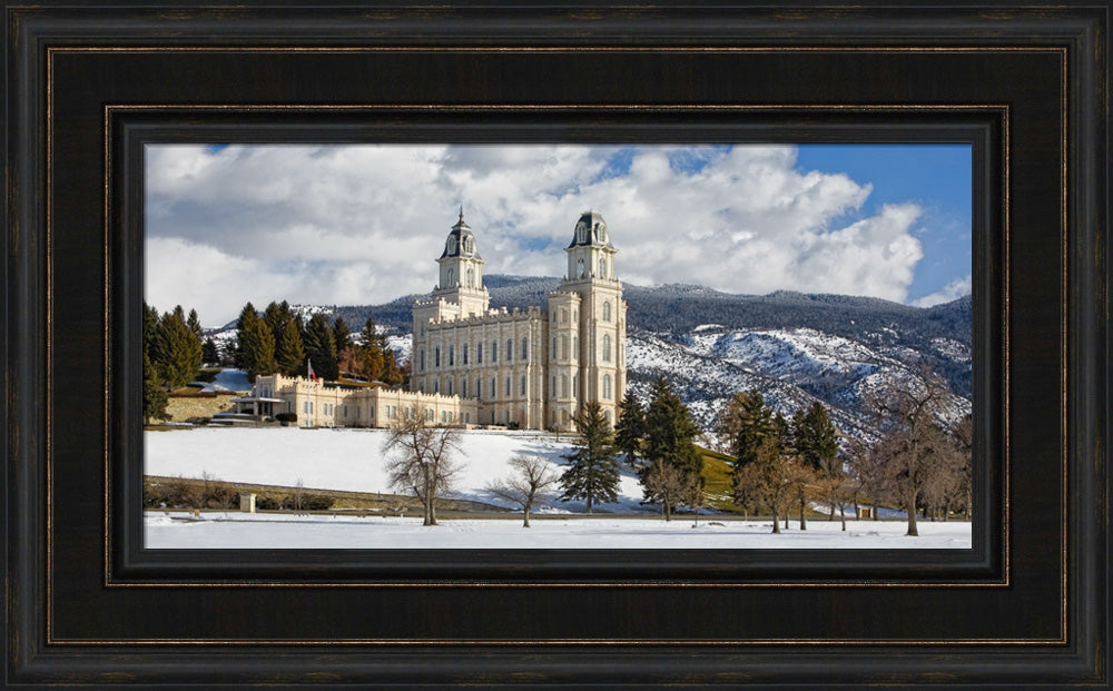 Manti Temple - Snow Panoramic by Robert A Boyd