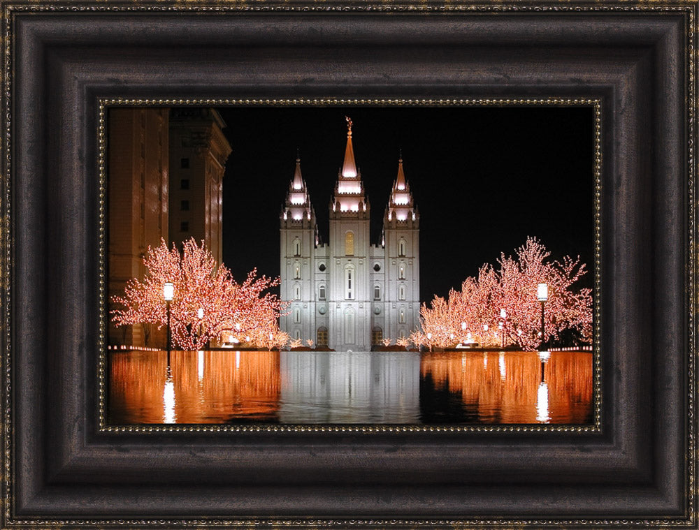 Salt Lake Temple - Christmas Reflections by Robert A Boyd