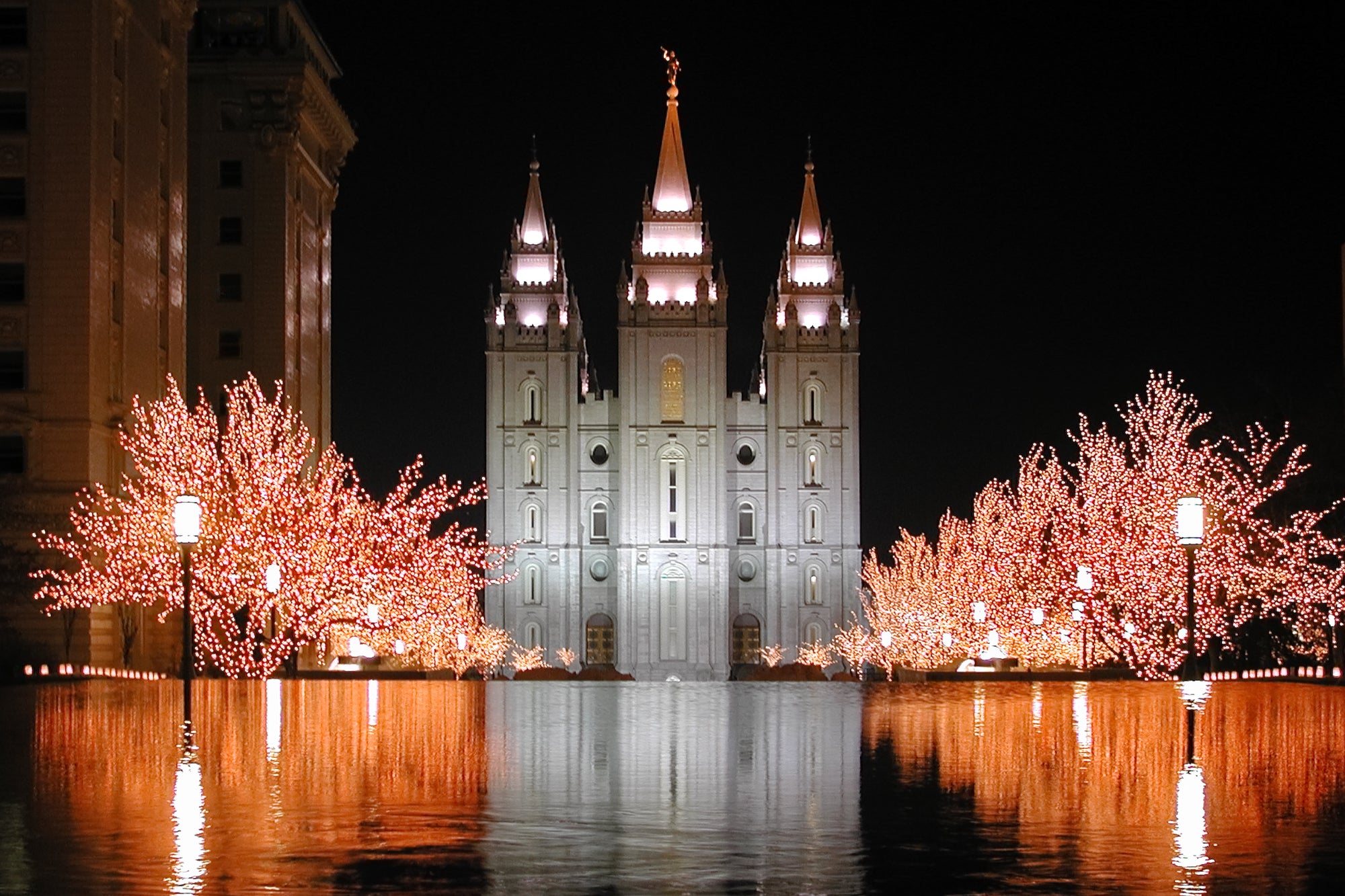 Salt Lake Temple - Christmas Reflections by Robert A Boyd