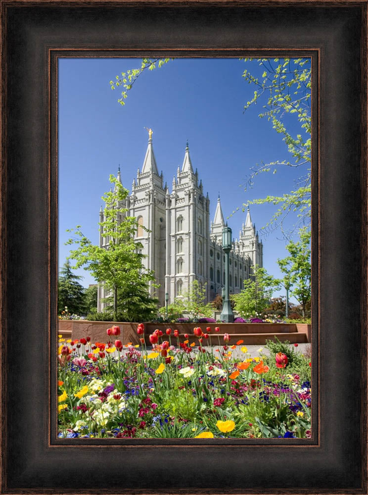Salt Lake Temple - Spring Flowers by Robert A Boyd