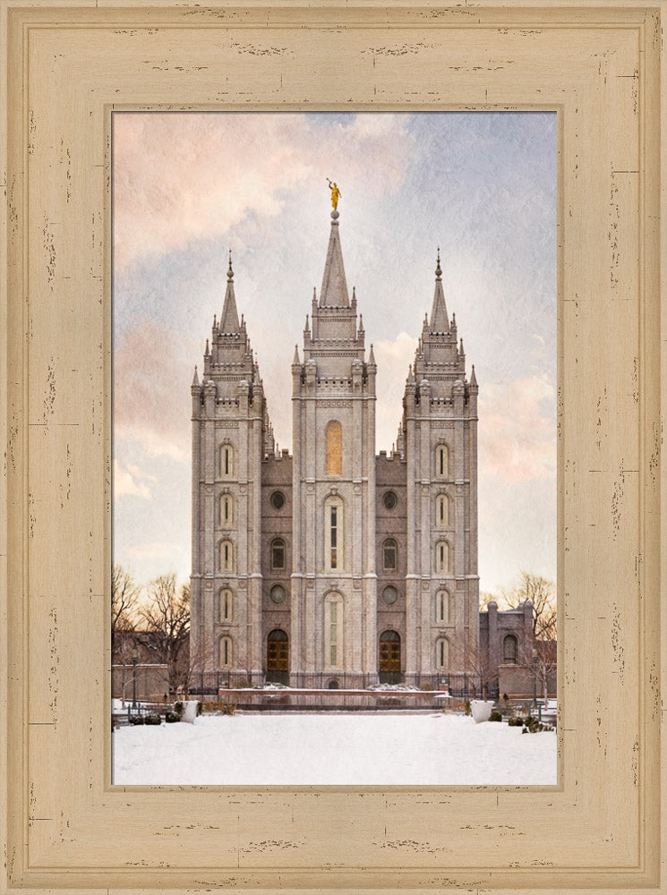 Salt Lake Temple - Textured Snow by Robert A Boyd