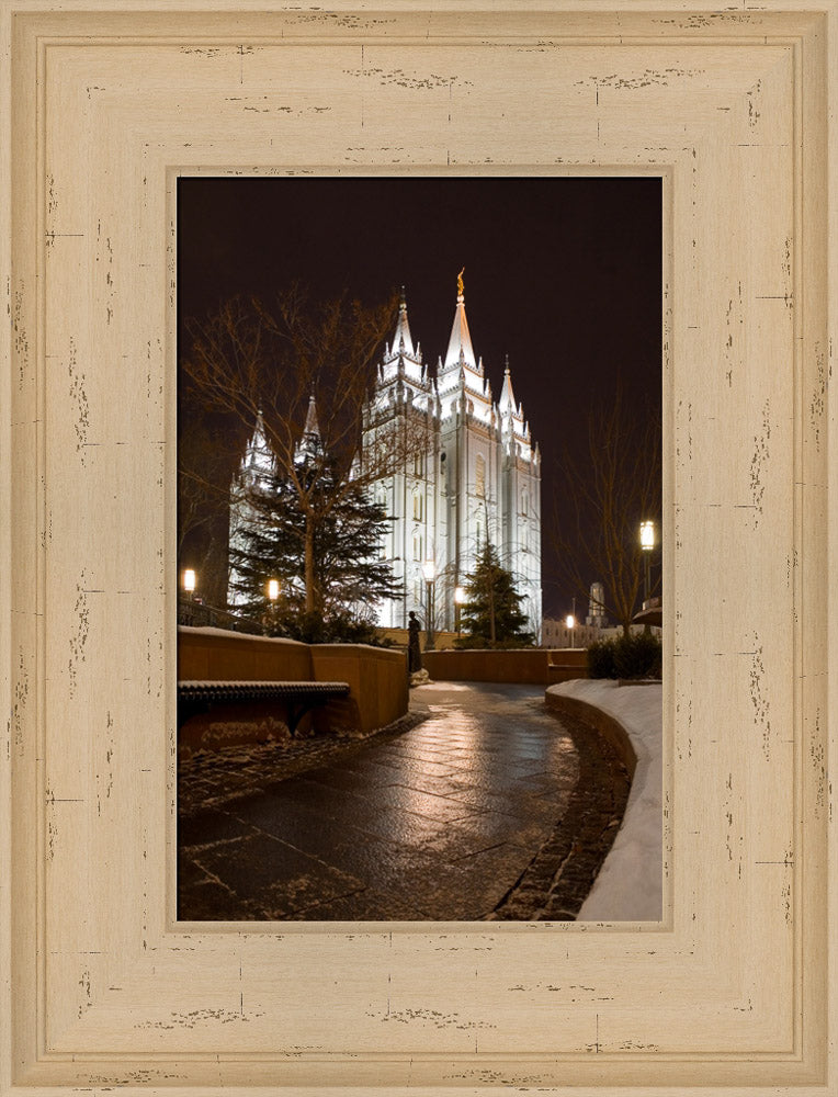 Salt Lake Temple - Snow Path by Robert A Boyd