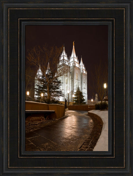 Salt Lake Temple - Snow Path by Robert A Boyd