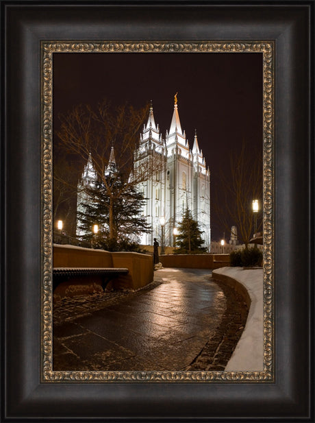 Salt Lake Temple - Snow Path by Robert A Boyd