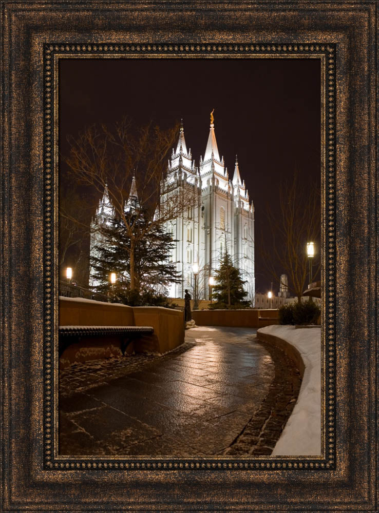 Salt Lake Temple - Snow Path by Robert A Boyd