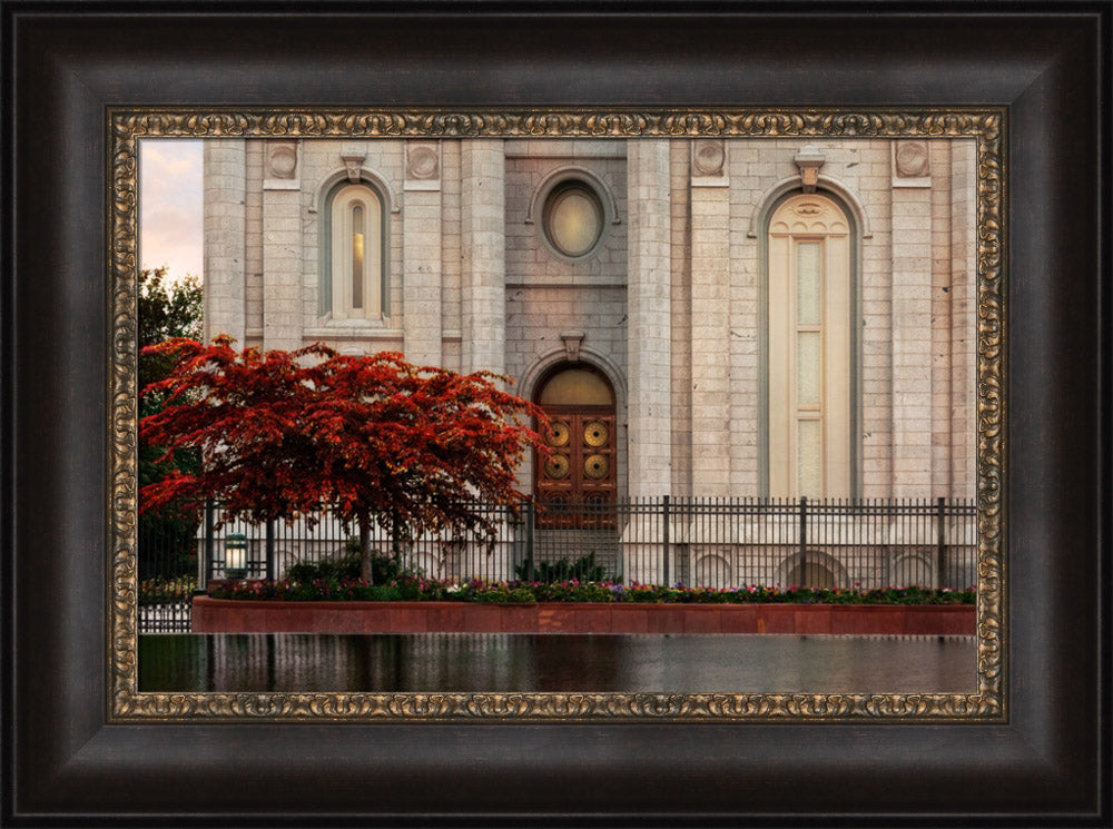 Salt Lake Temple - Fall Tree by Robert A Boyd