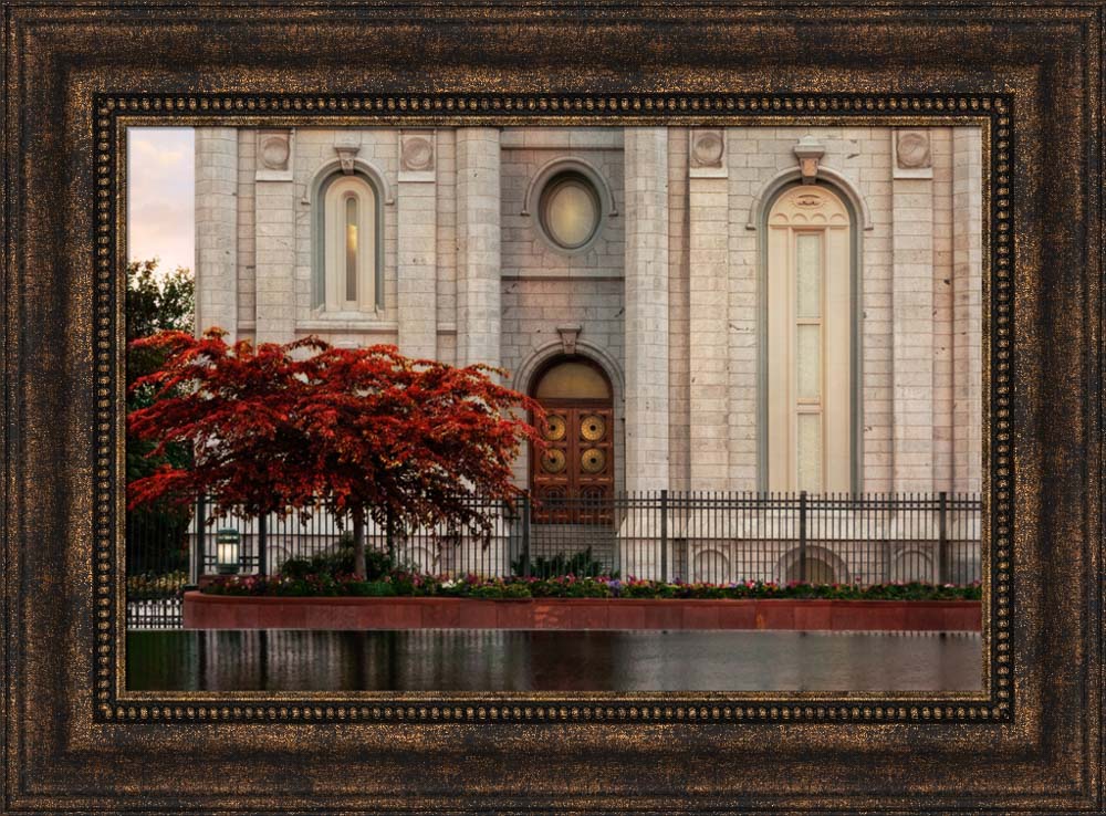 Salt Lake Temple - Fall Tree by Robert A Boyd