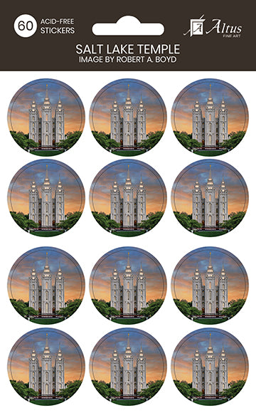 Salt Lake Temple - Amazing Grace circle sticker pack of 60