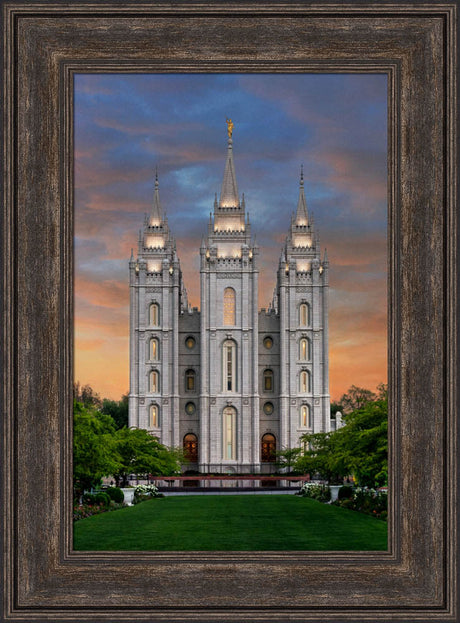 Salt Lake Temple - Orange Twilight by Robert A Boyd